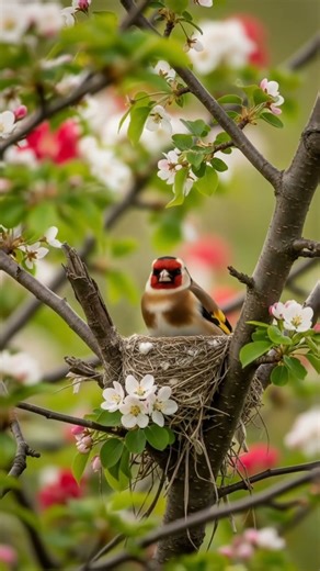Beautiful Goldfinch sitting in its nest #birdssongs