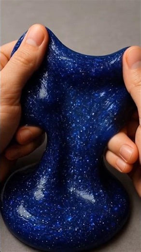 Galaxy Slime ASMR 🌌💙 | Hypnotic Blue & Silver Glitter Slime | AI Mega Crunch #Shorts