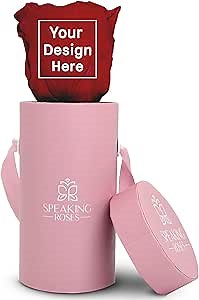 Custom Preserved Real Red Rose with Your Personalized Text, Logo, Icon - The Most Extraordinary Flower Gift Box for Birthday, Anniversary, Valentine's, Mother's Day, Just Because