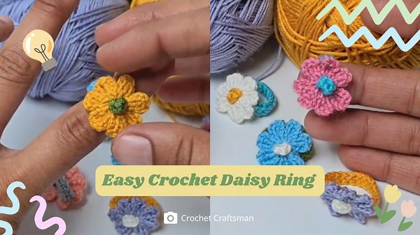 Easy crochet daisy ring — cute gift for beginners