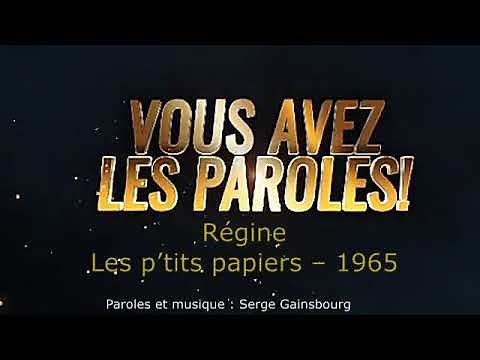 Régine - Les p'tits papiers - Paroles lyrics - VALP