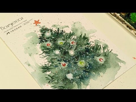 How to Paint a Watercolour Christmas Tree with Ease | Watercolor Christmas Card Painting