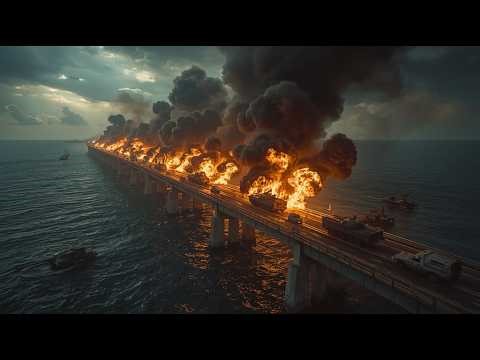 7 minutes ago!Russian convoy on Crimean bridge destroyed by Ukraine - ARMA 3