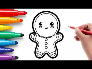 How to Draw and Color a Gingerbread Man | Christmas Art Fun 🎄🎨
