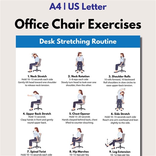 Desk Stretch Routine Printable, Office Stretching Exercises, Posture Correction, PDF Digital Download - Etsy
