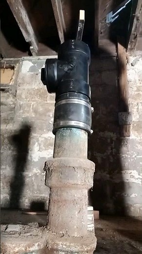 Connecting ABS pipe to cast iron pipe. #plumbing #plumber #plumbingservices