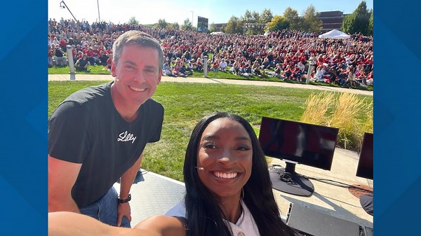 Olympic champions Simone Biles, Gabby Thomas spend day with Eli Lilly employees