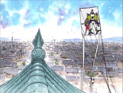 Part 2. Shurimon flying in on a kite to prove he’s the top ninja despite being the Samurai of Sincerity >> #Digimon #DigimonAdventure02