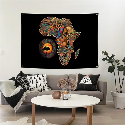 African Tribal Wall Tapestry, Ethnic Geometric Wall Hanging, Boho African Art Decor, Modern Tribal Home Wall Art, African Wall Hanging - Etsy