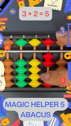 Magic Helper 5 on the Abacus 🧮 | 3 + 2 = 5 #abacus #mathshorts #kidslearning