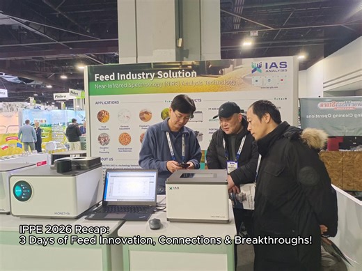 IPPE 2026 Recap: 3 Days of Feed Innovation, Connections & Breakthroughs! What a powerhouse three days to International Production & Processing Expo (IPPE 2026), held January 27-29 in Atlanta! We loved connecting with feed industry leaders, demoing the IAS-7100L and IAS-PAT L1M NIR Analyzer live, and diving into how our tech solves real pain points—from instant feed ingredient testing (moisture, protein, fiber) to full-chain quality control. A huge thank you to everyone who stopped by our booth .