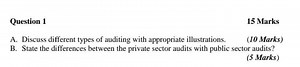 Question 115 MarksA. Discuss different types of auditing with... | Filo