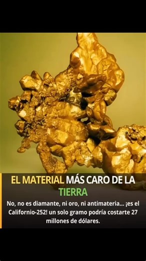 Ricardo Bicenty on Instagram: "El material más caro de la Tierra: ¡27 MILLONES DE DÓLARES por gramo! Imagina un material tan valioso que un solo gramo cuesta más que un jet privado. No es oro, ni diamante… es Californio-252, el elemento más caro creado por el ser humano. ¿Dónde se encuentra? En la Tierra, ¡no existe naturalmente! Solo se ha detectado en supernovas lejanas, y en nuestro planeta solo puede fabricarse en laboratorios nucleares. ¿Cómo se hace? Se obtiene al bombardear curio con part