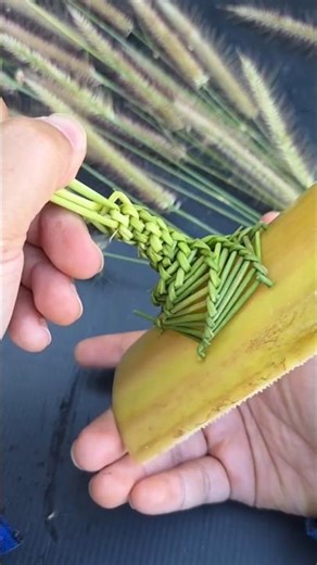 Making a miniature tower from wild grass and banana tree stems #handicrafts