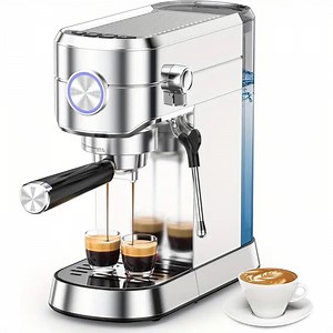 Auseo 20 Bar Espresso Machine, Espresso Coffee Maker with Milk Frother Steam Wand, 40oz Removable Water Tank, Espresso/Cappuccino/Latte/Mocha for Home, Stainless Steel