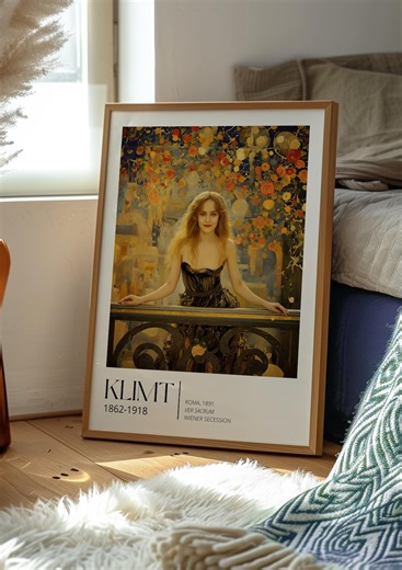 Gustav Klimt Poster - Girl on Balcony Wall Art, Marilyn Monroe Print Inspired, the Kiss Painting - Etsy