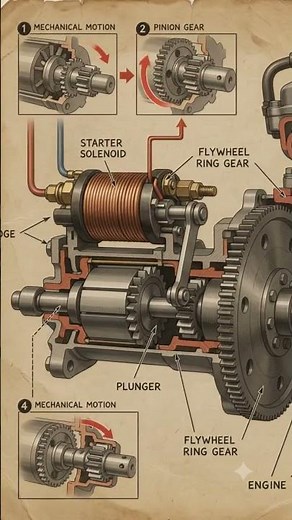 How a Car Starter Motor Works ⚙️ | Engine Starting Explained | Mechanical Engineering #shorts