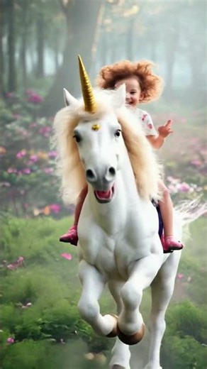 Magical Unicorn Ride with Child | Whimsical Fantasy Moment in Motion