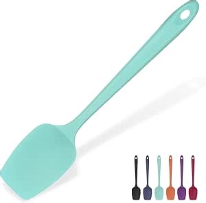 Heat Resistant Silicone Spoon Spatula: U-Taste 600ºF High Heat Flexible 11.38in Silicon Mixing Stirring Cooking Scraping Baking Bowl Scraper Seamless Spreader for Kitchen Nonstick Cookware (Aqua Sky)