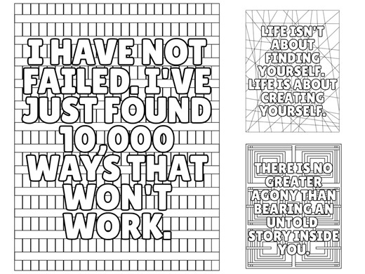 Geometric Shapes   Famous Quotes Coloring Pages – Printable Coloring Book (10 Designs | PDF   PNG)