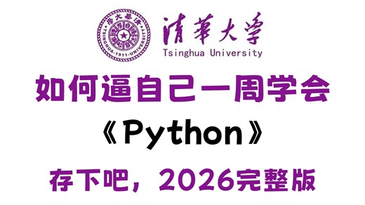【748集】清华大学终于把Python全套教程讲完了！2026完整版，从入门到精通全覆盖（包含爬虫 数据分析），七天就能从小白到大神！全程干货无废话！建议收藏！