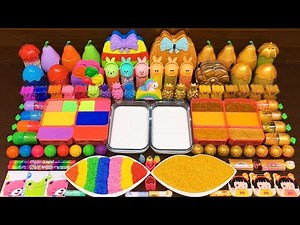 RAINBOW vs GOLD! Mixing Random into GLOSSY Slime ! Satisfying Slime Video #1206