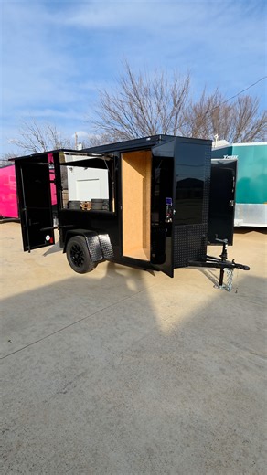 JKL Trailers on Instagram: "2026 New 5x8 SA Screwless Enclosed Farrier Trailer | Blackout | Spoiler Package | Barn Doors | .08 Polycor | 5'6" Interior | Dexter Axle | 943 $6,150 Cash, Zelle, & Cashier's Check accepted! Lease to Own Available! Financing Available! Open to Trades! Screwless Exterior (Great for wrapping your business logo on it) *Multiple Color Options Available* *Available in Chrome Trim* *Message to see current colors in stock* Title in hand 2" Coupler Dexter 3500lb Axle 5'6" Int