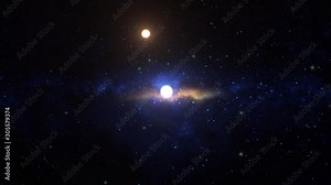 Planets sun moon and stars. Stars big explosion. Fast motion energy explosion. Light ray. Clip contains space, planet, galaxy, stars, cosmos, moon, earth, sunset, sun. 4k