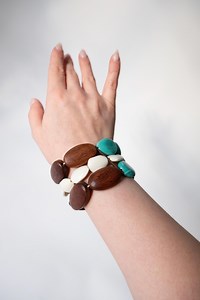 Vintage Wooden Bead Bracelet | Boho Statement Jewelry | Retro Natural Beads - Etsy