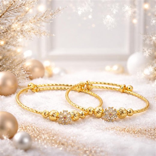 Gold Plated Kadas Bangles With Floral Detail - Etsy