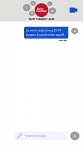 Remember that $5.99 deal we dropped while our CFO was out 👀? We're doing it again! This TUESDAY, 7/22 😋🍔 | Ruby Tuesday