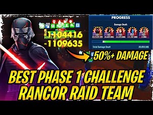 New Record Breaking Phase 1 Challenge Rancor Raid Team - SLKR Gets 50%+ (20 Million+) Damage