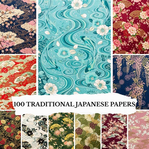 100 Traditional Japanese Paper Designs, Chiyogami Digital Pack, Japan Washi Scrapbook Paper, Junk Journal Printable, Origami Style - Etsy