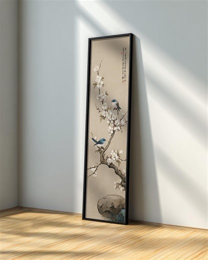 Japanese Bird Wall Art Print: Zen Home Decor, Tall Narrow Vertical Canvas - Etsy Canada