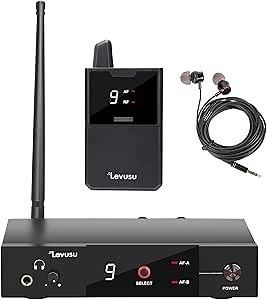 UHF Wireless in-Ear Monitor System with Earphone,180Ft, Rack Mount, Professional IEM Stereo System Transmitter and Beltpack for Studio, Guitar, Band Rehearsal, Live Performance (1 Bodypack)
