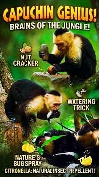 The South American Capuchin Monkey Uses Tools! (Jungle Genius) #wildlife #animalshorts #animalife .