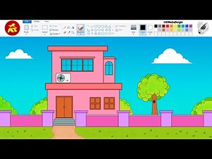 23.How to draw a simple house in computer using Ms Paint | House Drawing.