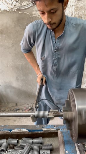 Simple Swing Spring Making on Lathe Machine | Strong Iron Wire Spring Build #youtubeshorts