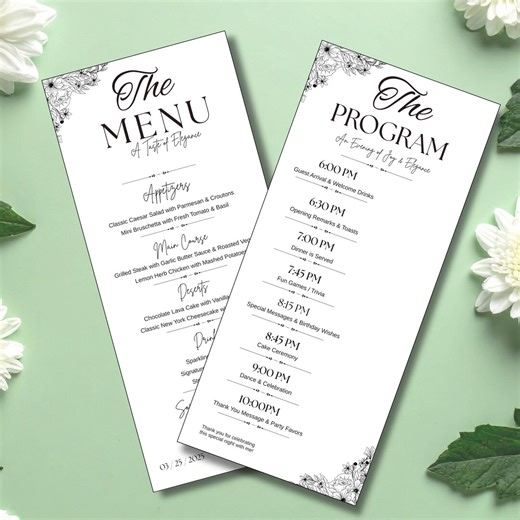 Editable Graduation Menu Card Canva Template, Elegant White Gold Event Program, Dinner Party Menu Design, Printable Digital Download - Etsy