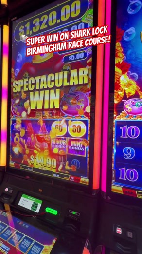 Super win on shark lock at Birmingham race course! How to play slots and win