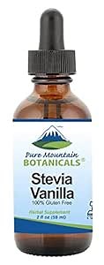 Vanilla Stevia Liquid Drops Flavored with Natural Sweet Vanilla - Alcohol Free & Kosher - 2oz Glass Bottle