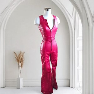 Vintage Red Faux Leather Jumpsuit Romper Playsuit Cosplay - Etsy