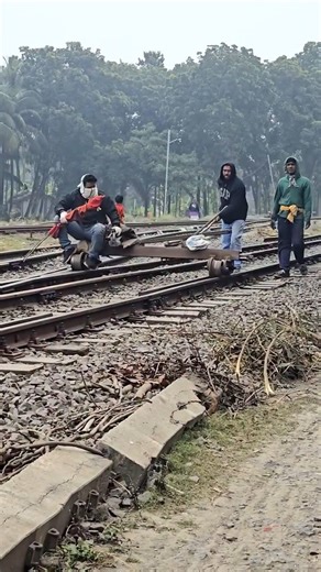 A push trolley is a lightweight railway maintenance vehicle used by track workers to inspect lines and carry tools and materials. Manually operated on the rails, it helps maintenance crews move efficiently along the track for routine checks, minor repairs, and safety inspections, ensuring smooth and reliable train operations. #railway #everyoneシ゚ #maintenance | Rafiqul Rashel