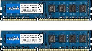 TECMIYO 16GB Kit (2x8GB) DDR3 / DDR3L 1600MHz UDIMM, PC3 / PC3L-12800 DIMM, PC3 / PC3L-12800U Non ECC Unbuffered 1.35V/1.5V CL11 2RX8 Dual Rank 240 Pin Desktop RAM Computer Memory Module