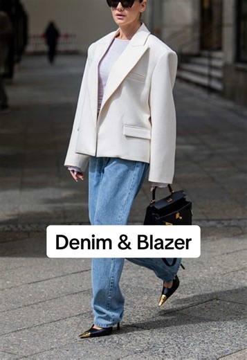 ✅ This denim & blazer combo never fails #outfit #look #denim #styleinspo #fashioninspo #blazer