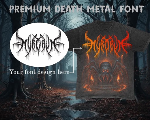Death Metal Font | Brutal Black Metal Typeface | Horror Gothic logo font - Etsy