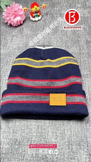 Cut off the sleeves of a sweater to make it both pretty and warm Winter Striped Beanie Capl