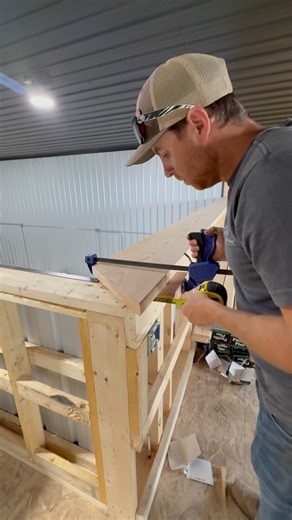 7.2K views · 3K reactions | Installing the fir ledge on all the railing separating the shop from the man cave in our new HQ! Hiding all the @grkfasteners inside the wall & using the @irwintoolsca quick clamp to yank that 12.5” wide fir plank straight! #CinchCarpentry #QualityOverQuantity #PostFrame #Wood #Railing #Ledge #Plank #WorkShop #ManCave #Office #Alberta | Cinch Carpentry | Facebook