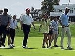 Trump mingling with crowd at LIV Golf course with glamorous aide, Margo Martin