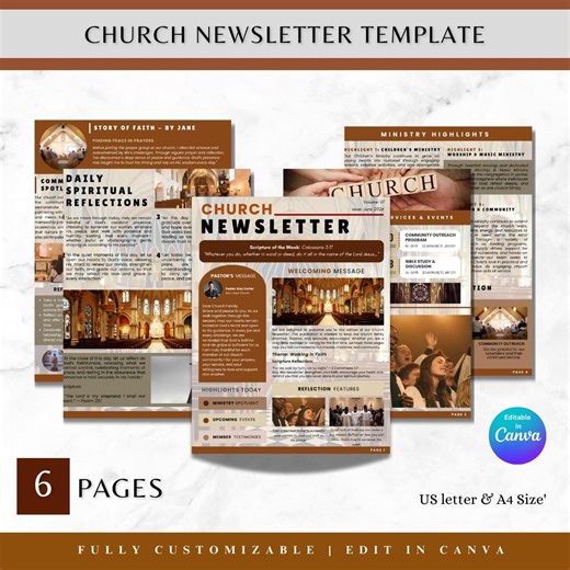 Church Newsletter Template Editable Church Updates Church Newspaper Bulletin Board Church Communication Letter Church Upcoming Events Flyers - Etsy